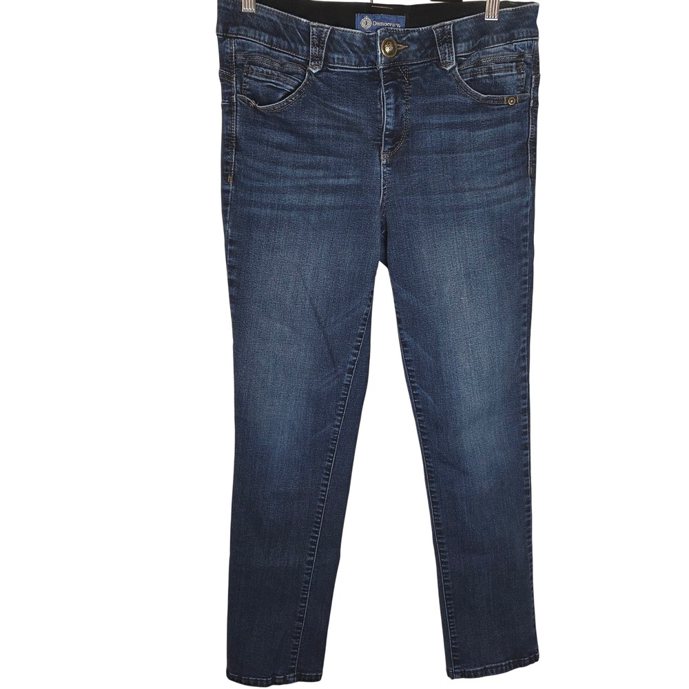 Democracy Ab Solution Straight‎ Leg Jeans Mid Rise Dark Wash Stretch 10